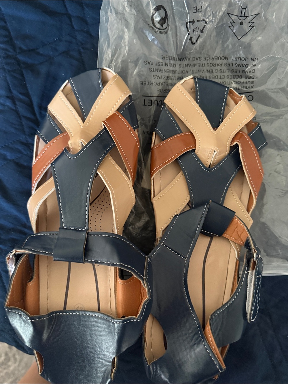 Women’s Multi-Color Leather Sandals — Comfortable Strappy Summer Flats